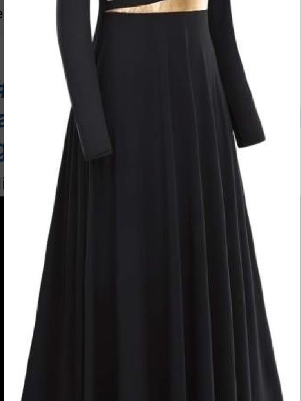 Black Gold Metallic Panel Maxi Dress Long Sleeve A-Line Formal Evening Party Gow - Picture 3 of 10